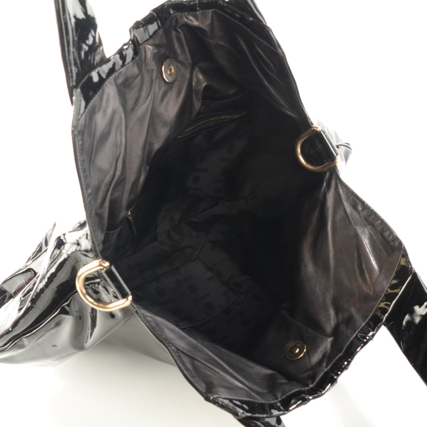 Patent Large Hysteria Top Handle Bag Black
