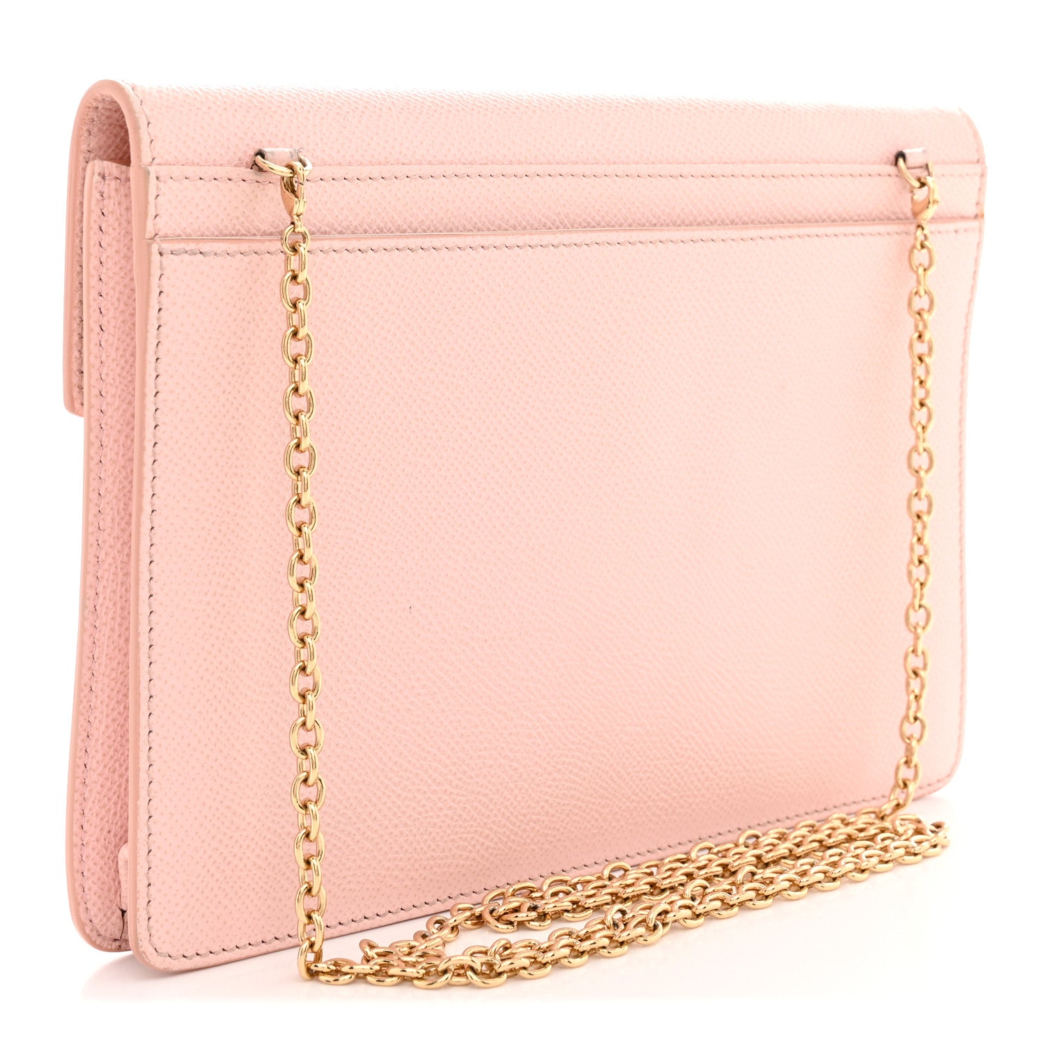 Salvatore Ferragamo Hammered Calfskin Gancio Wallet On Chain Nylund Pink 3 of 14