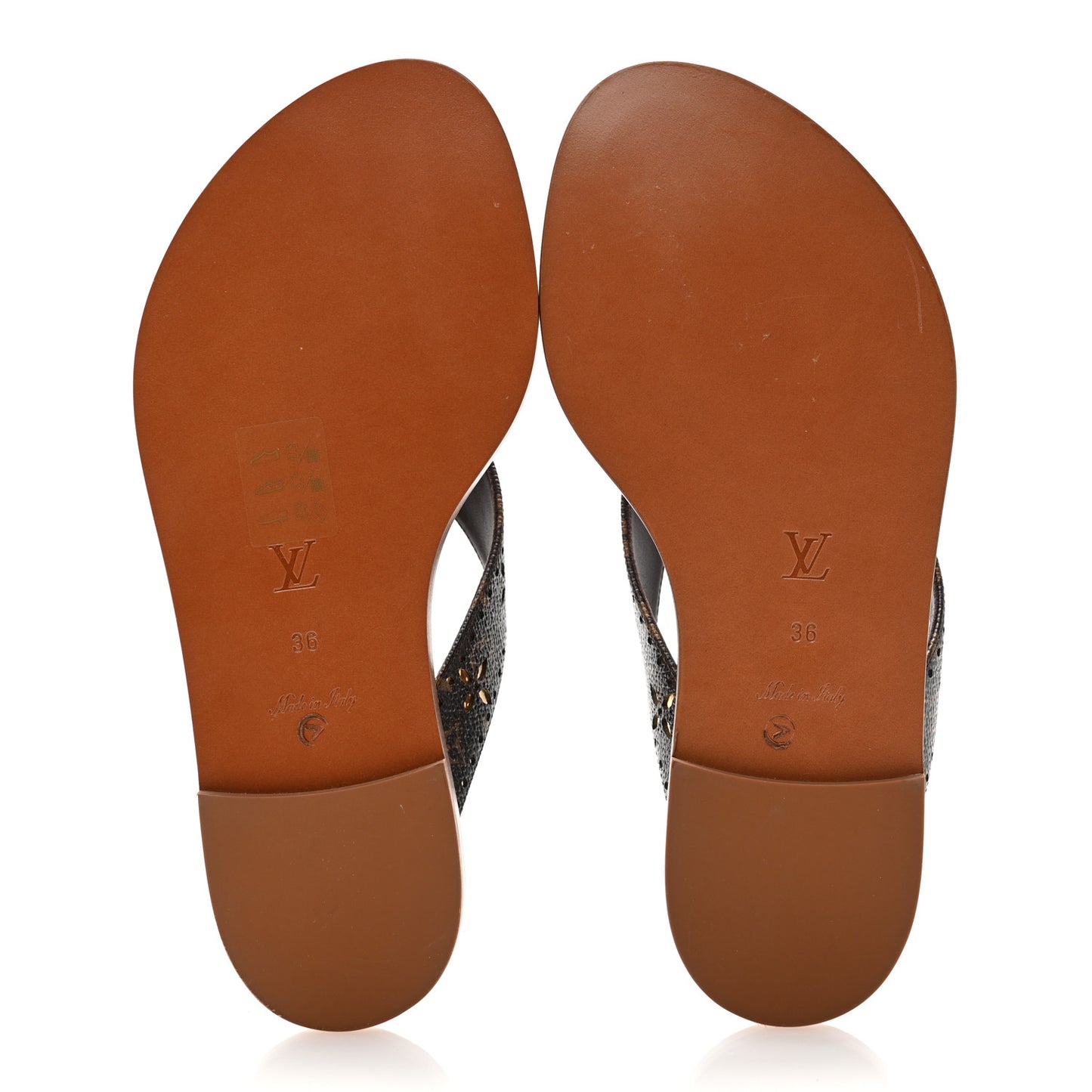 Monogram Sunny Flat Thong Sandals 36 Brown