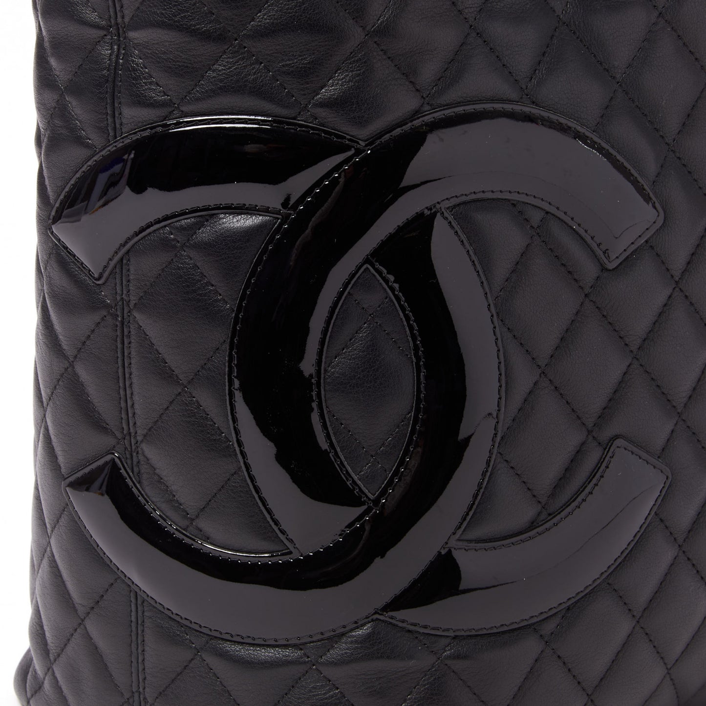 Calfskin Quilted Large Cambon Tote Black