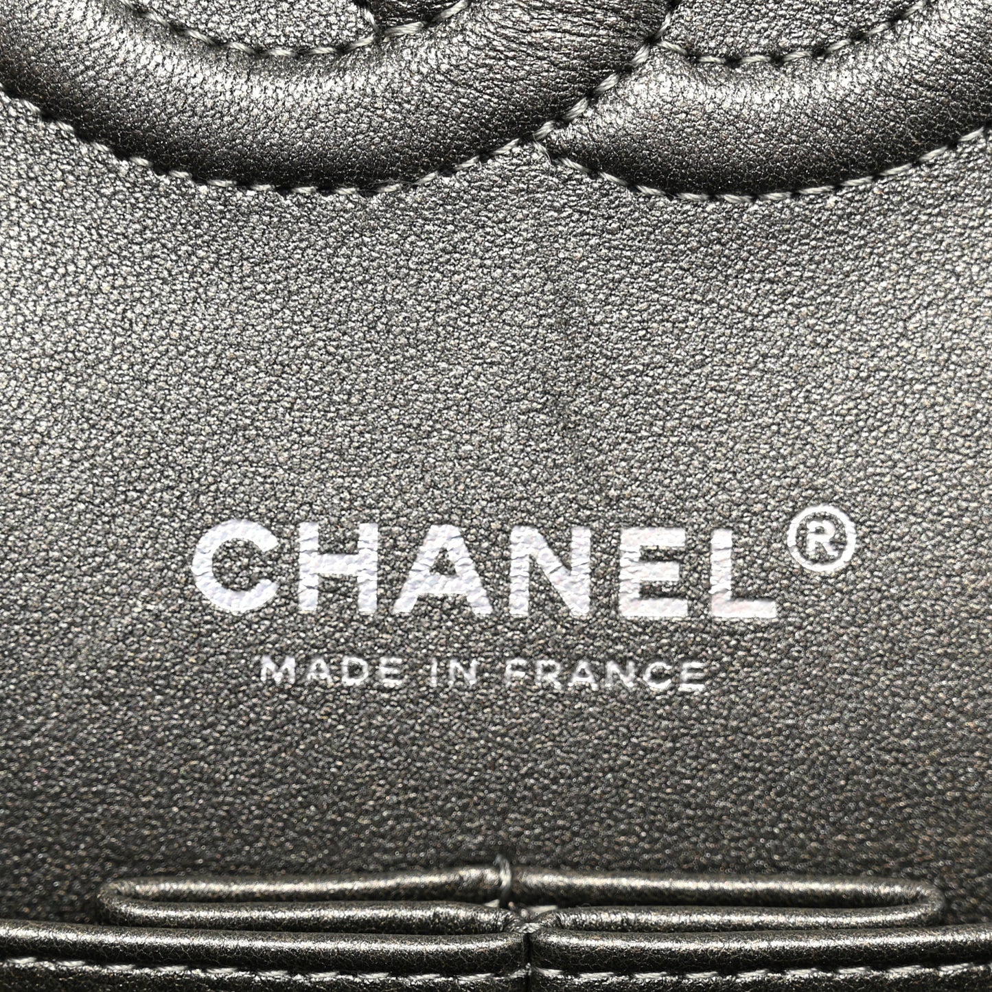Metallic Calfskin Quilted Medium Double Flap Ruthenium Ruthenium