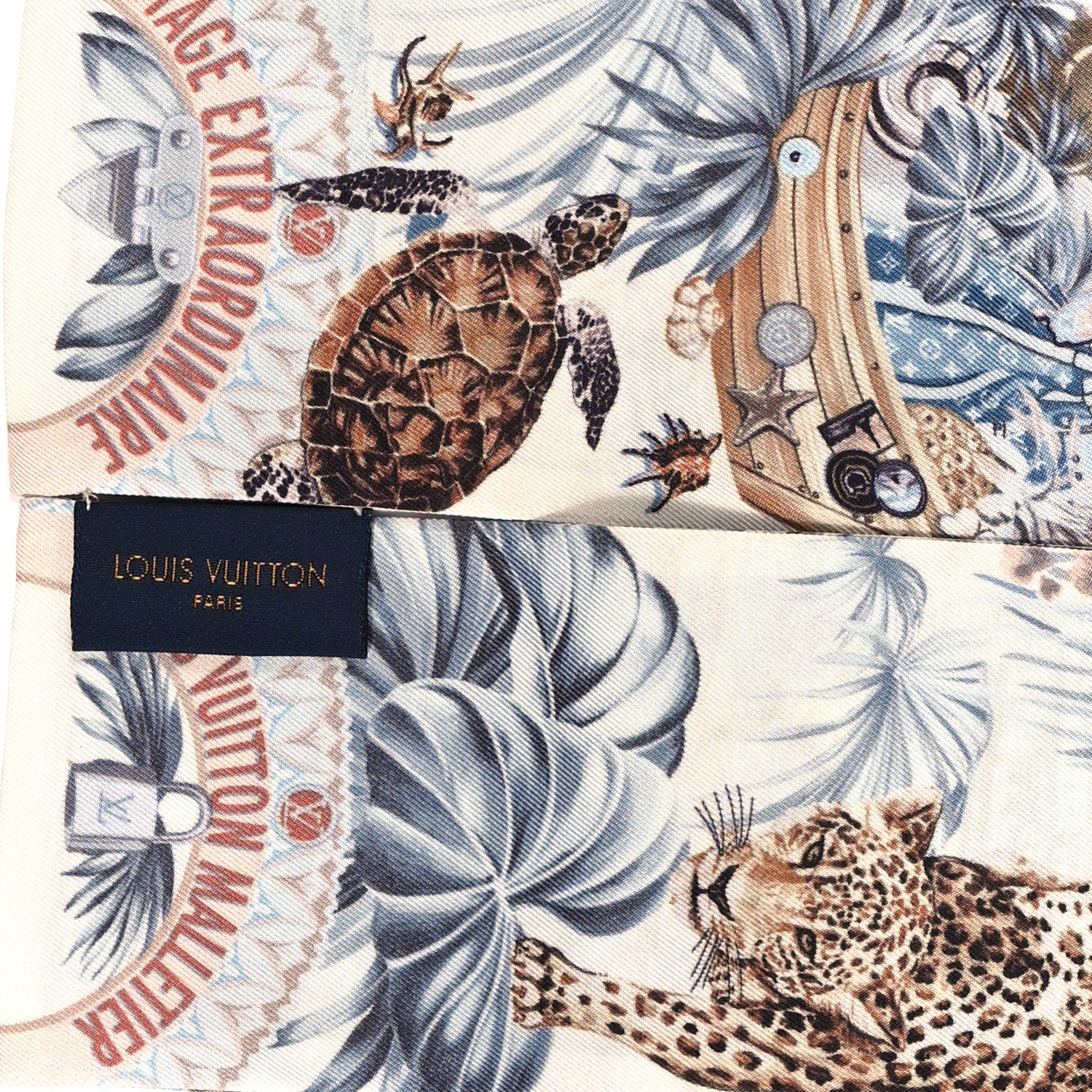 Louis Vuitton Silk Voyage Extraordinaire Bandeau Blue Grey 3 of 5