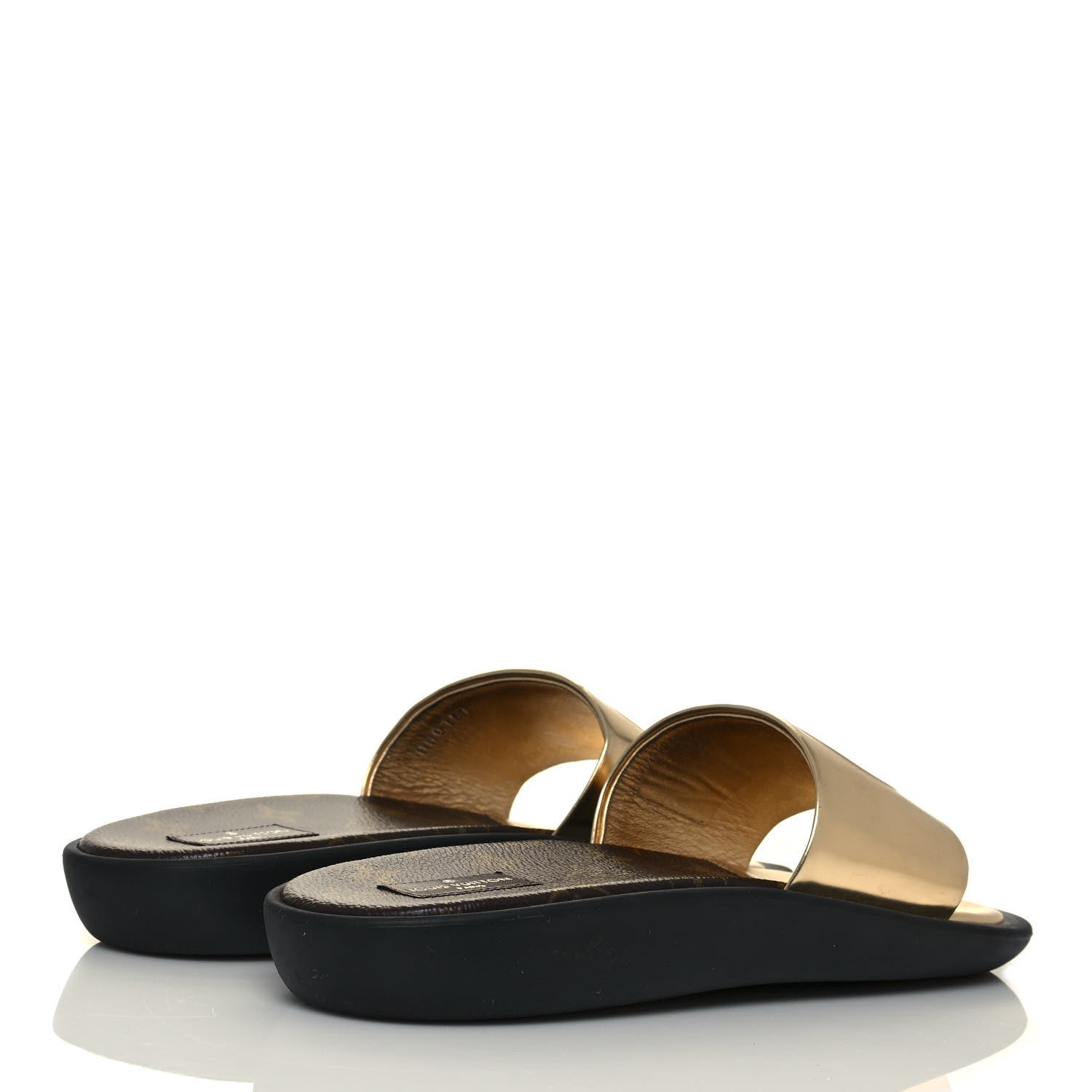Louis Vuitton Metallic Calfskin Sunbath Slide Sandals 38 Gold 4 of 7
