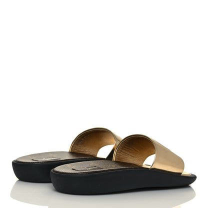 Louis Vuitton Metallic Calfskin Sunbath Slide Sandals 38 Gold 4 of 7