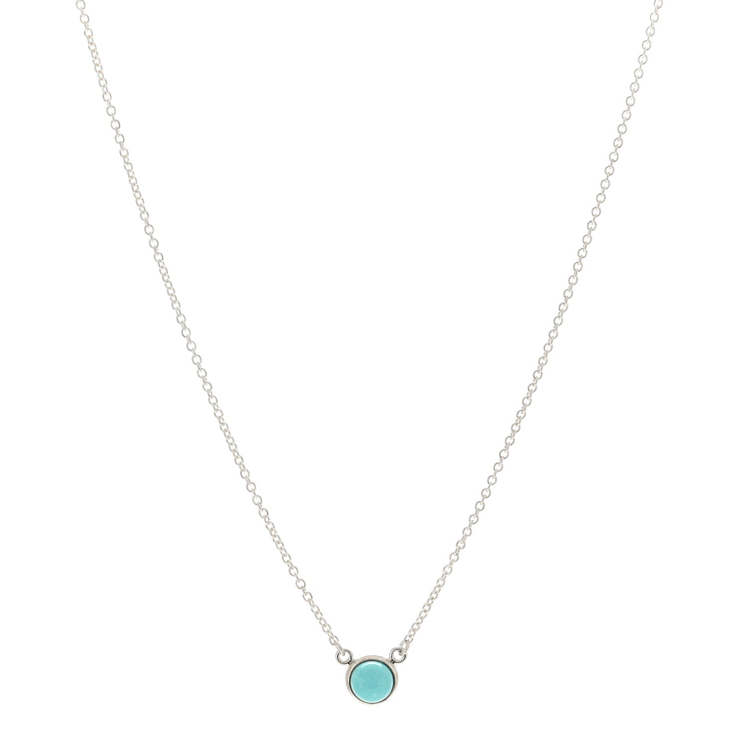 Tiffany Sterling Silver Turquoise Elsa Peretti Color by the Yard Pendant Necklace 1 of 3
