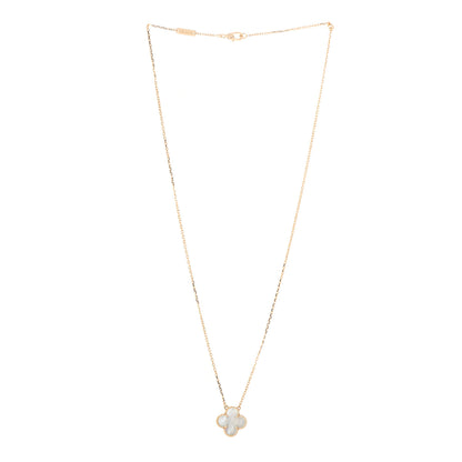 Van Cleef & Arpels 18K Yellow Gold Mother of Pearl Vintage Alhambra Pendant Necklace 3 of 7
