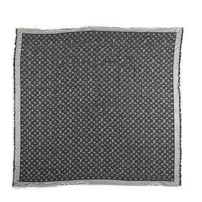 Louis Vuitton Silk Wool Monogram Denim Shawl Black 1 of 5