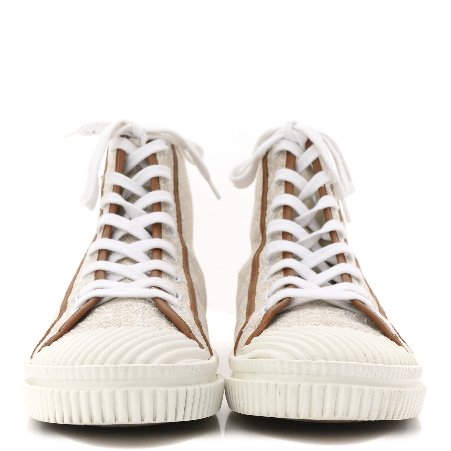 Loewe Jacquard Anagram Calfskin Mens High Top Sneakers 42 Natural White 3 of 12