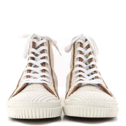 Loewe Jacquard Anagram Calfskin Mens High Top Sneakers 42 Natural White 3 of 12