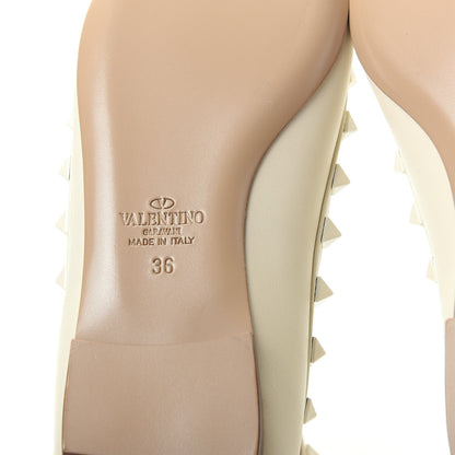 Valentino Garavani Calfskin Lacquered Monochrome Rockstud Cage Ballerina Flats 36 Avorio 9 of 11