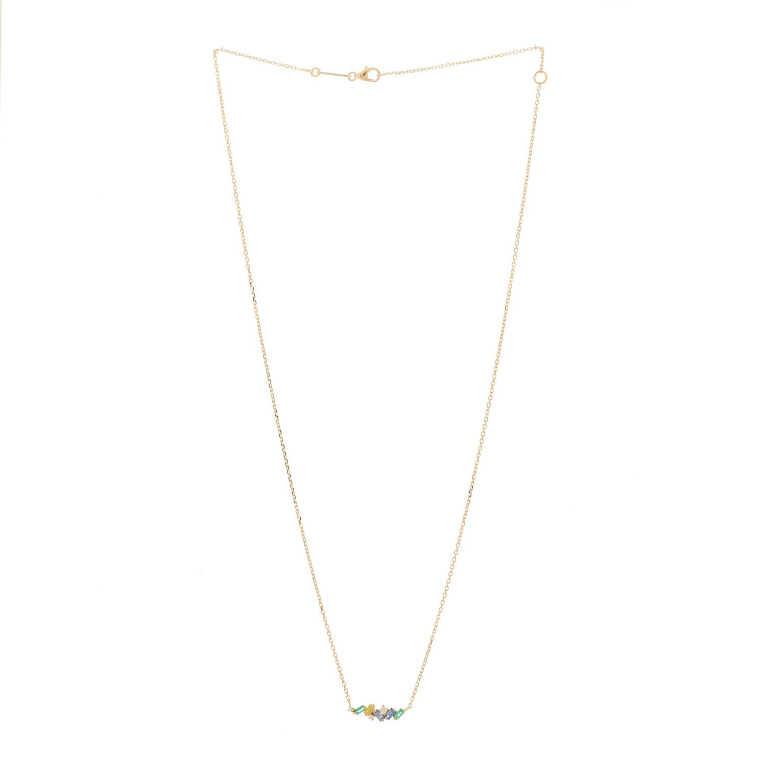 Suzanne Kalan 18K Yellow Gold Diamond Emerald Sapphire Pendant Necklace 3 of 5
