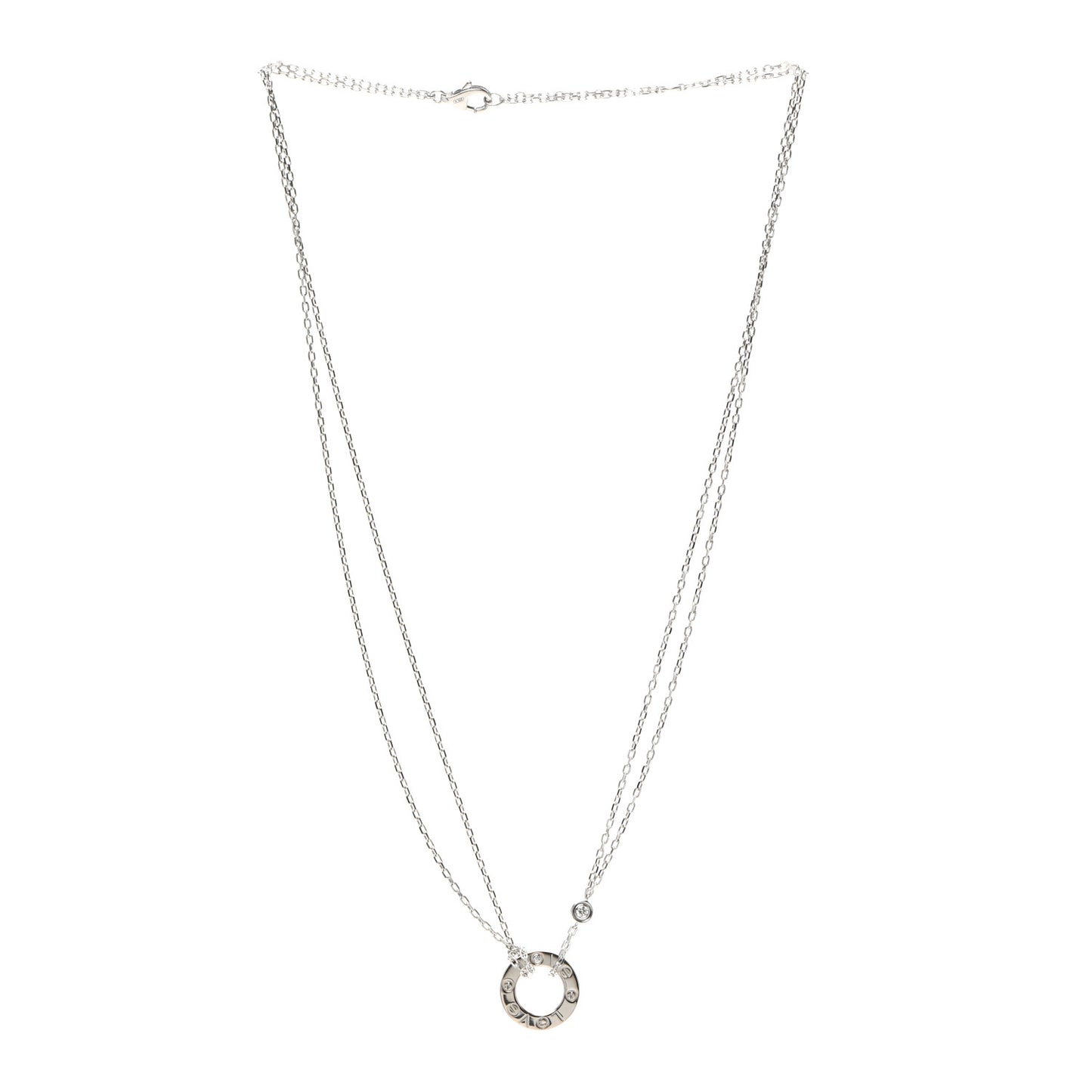 18K White Gold 2 Diamond LOVE Necklace