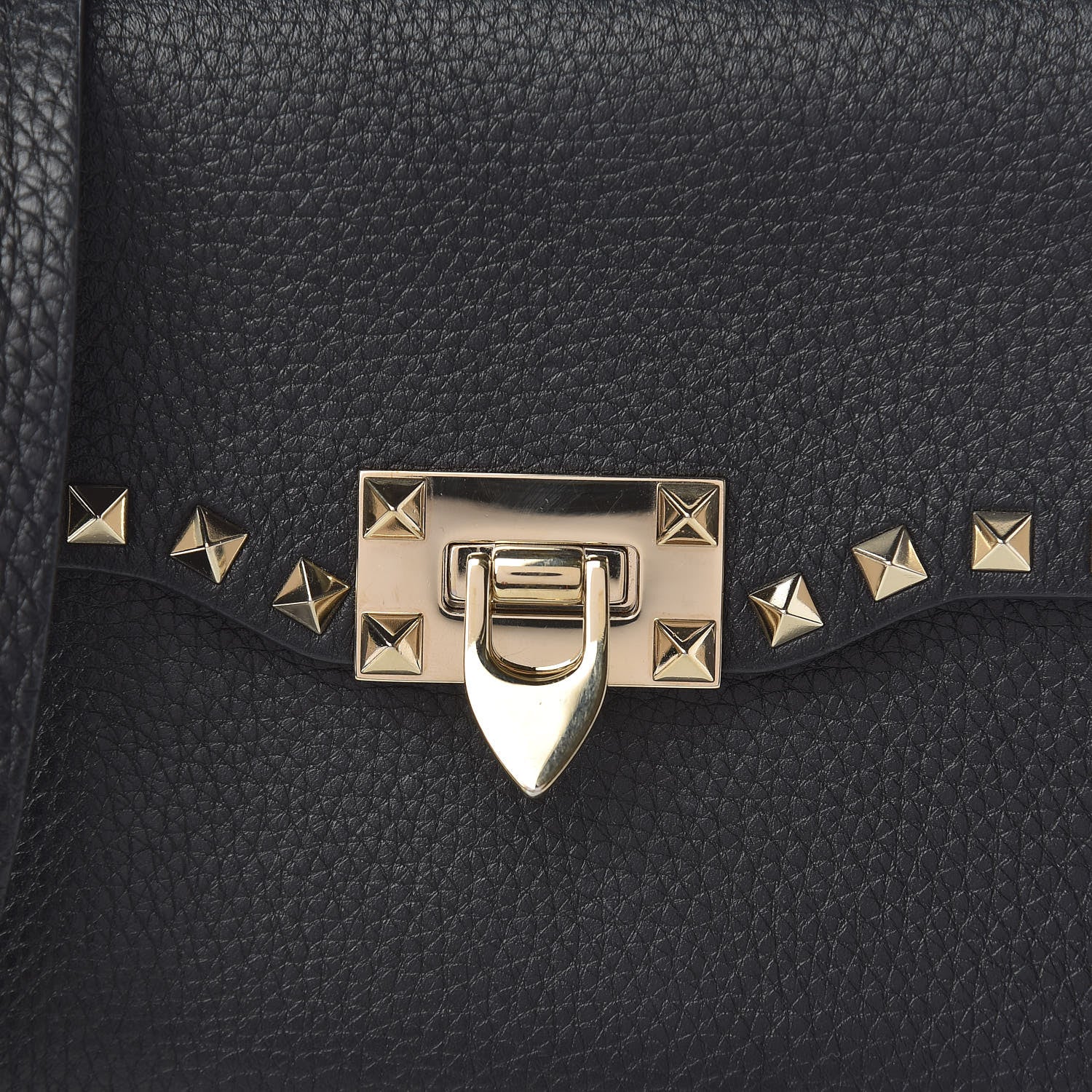 Valentino Garavani Pebbled Calfskin Medium Rockstud Flap Saddle Bag Black 14 of 14