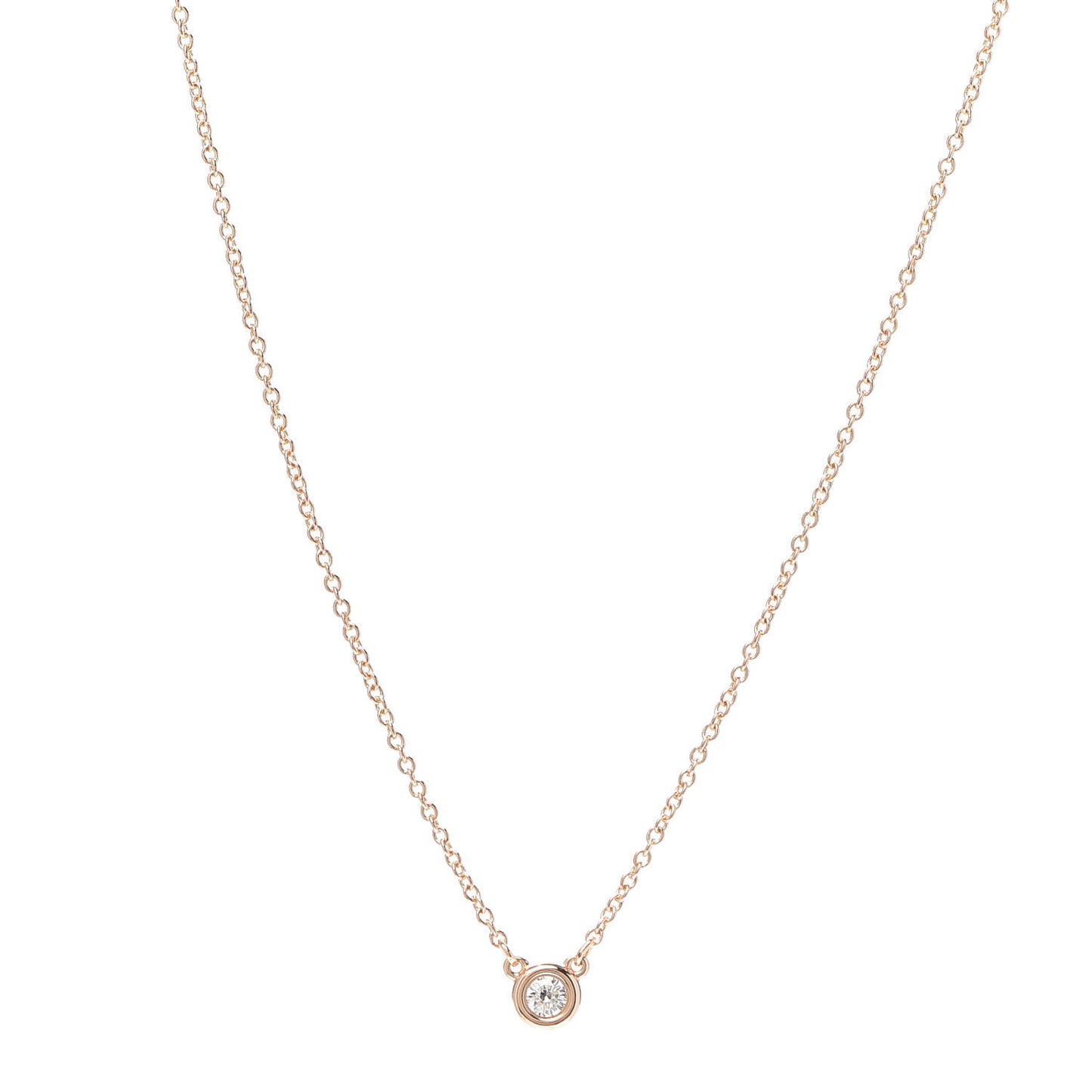 18K Rose Gold Diamond .09ct Elsa Peretti Diamonds by the Yard Pendant Necklace