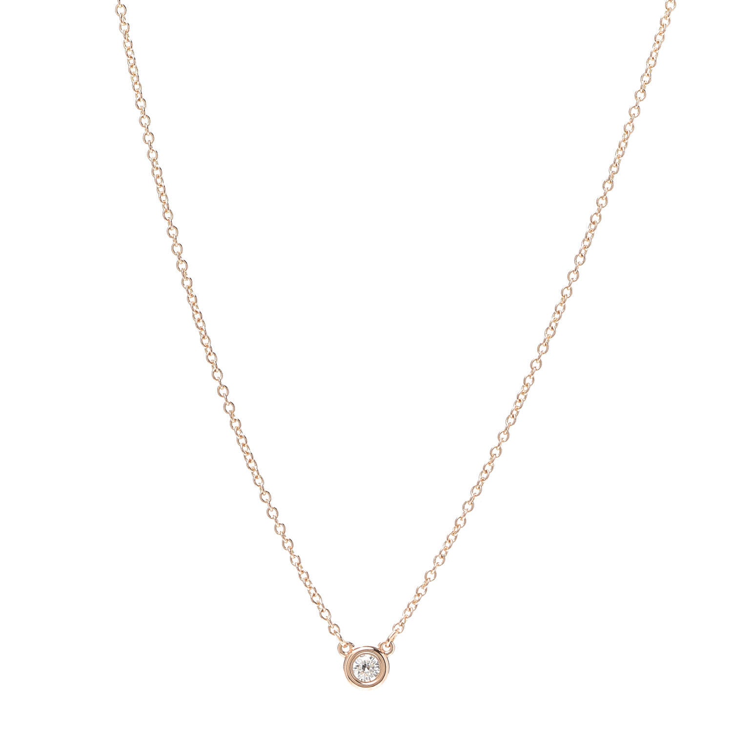 Tiffany 18K Rose Gold Diamond .09ct Elsa Peretti Diamonds by the Yard Pendant Necklace 1 of 5