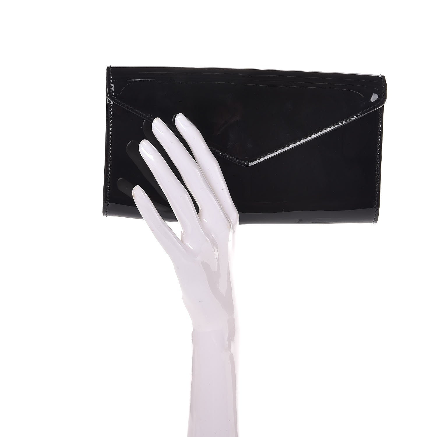 Saint Laurent Patent Y-Mail Clutch Black 2 of 7