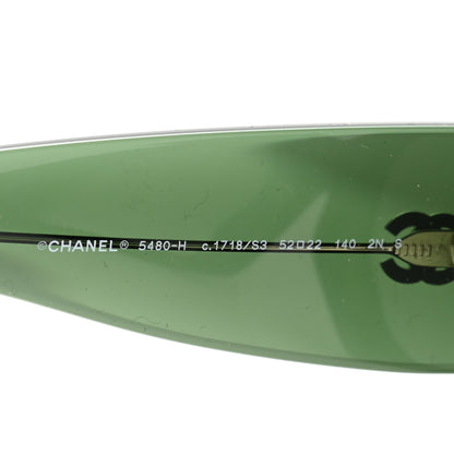 Chanel Acetate Pearl Rectangle Sunglasses 5480-H Dark Green 5 of 8