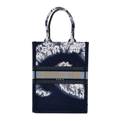 Christian Dior Canvas Embroidered Tie Dye Vertical Book Tote Blue Multicolor 1 of 10