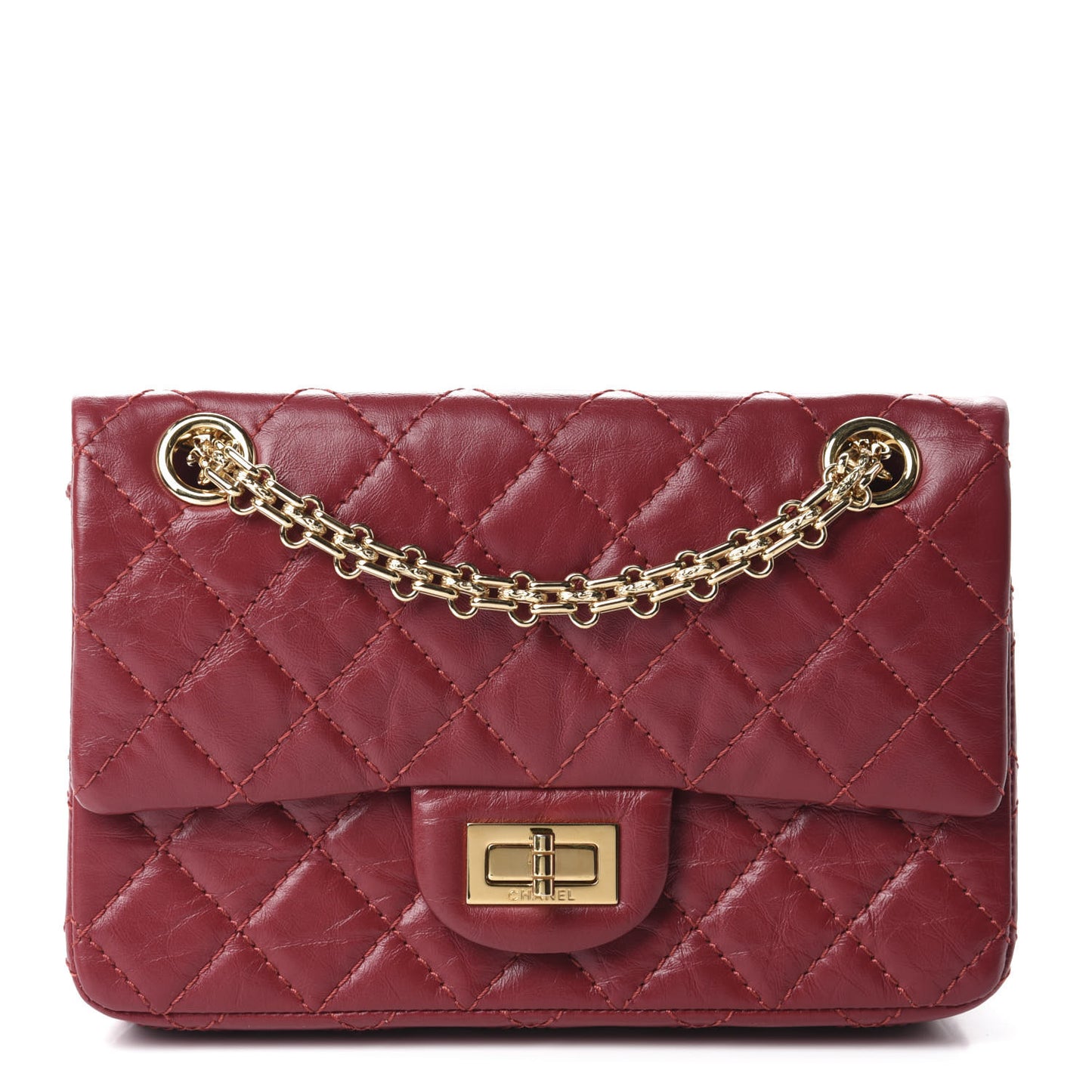 Aged Calfskin Quilted 2.55 Reissue Mini Flap Red