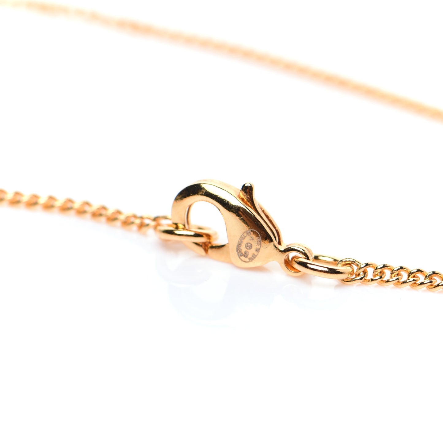 Metal CC Paris Button Necklace Gold