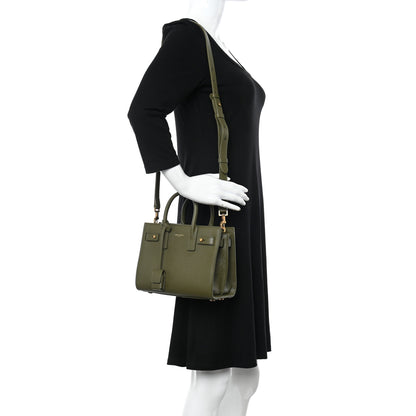 Saint Laurent Grained Calfskin Nano Supple Sac De Jour Green 2 of 10