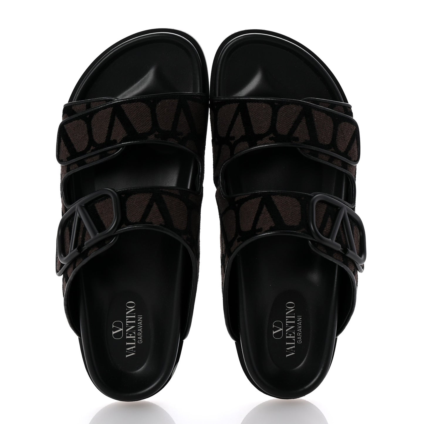 Toile Iconographe Vlogo Mens Double Strap Slide Sandals 43 Fondant Black