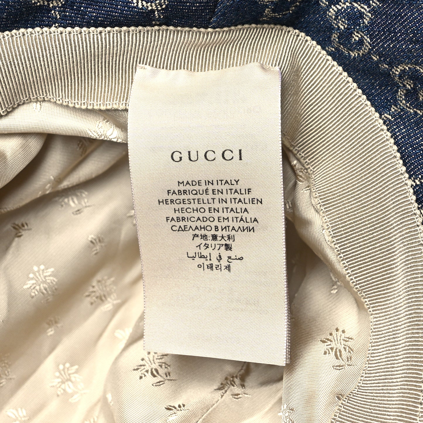 Washed Jacquard Denim Nappa GG Monogram Oscar Bucket Hat L Denim Cuir