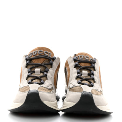 Gucci Technical Knit Fabric Suede Calfskin Mens Gucci Run Sneakers 37 Light Grey Brown 2 of 8