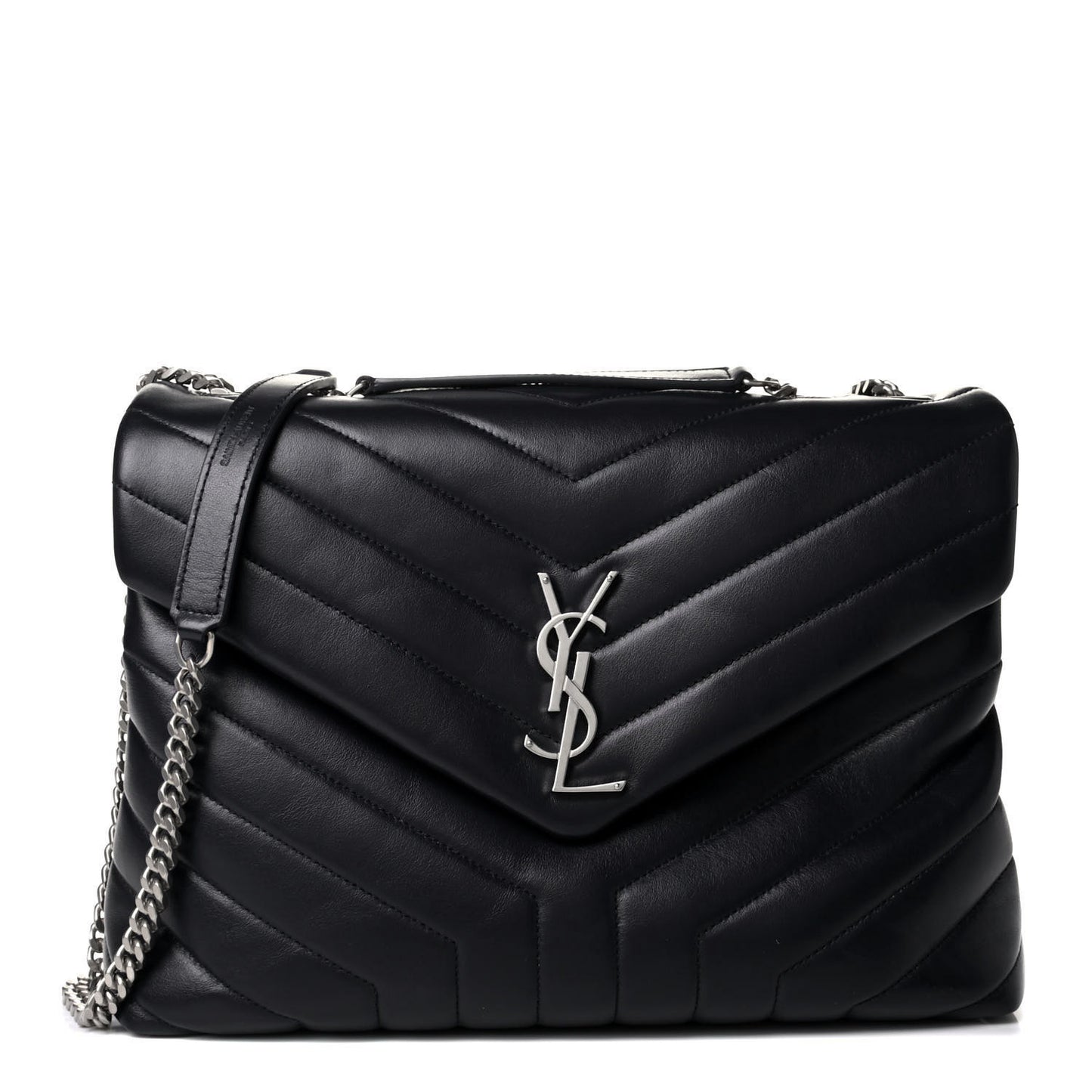Calfskin Y Quilted Monogram Medium Loulou Chain Satchel Medium Blue