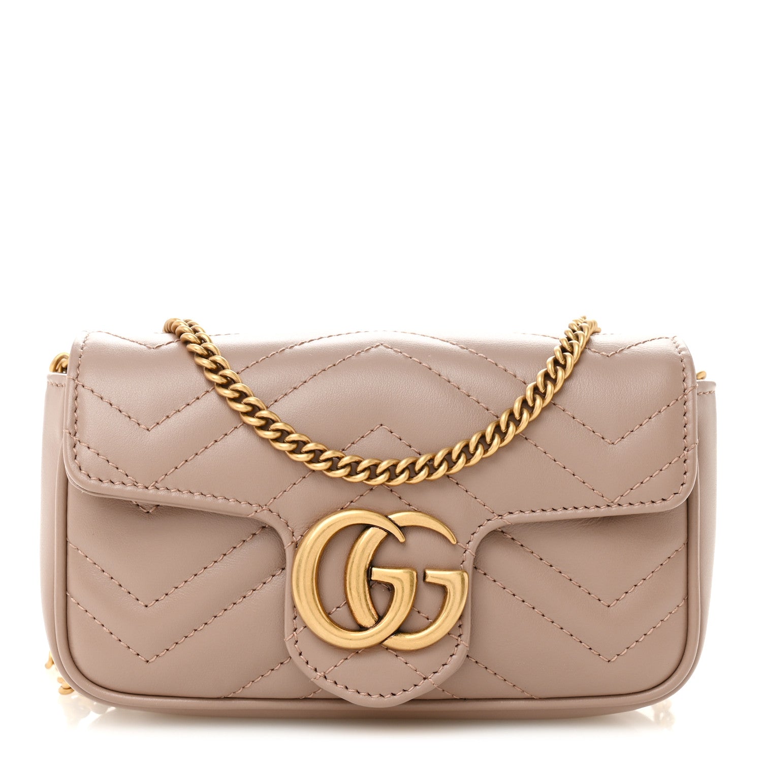 Gucci Calfskin Matelasse Super Mini GG Marmont Shoulder Bag Porcelain Rose 1 of 11