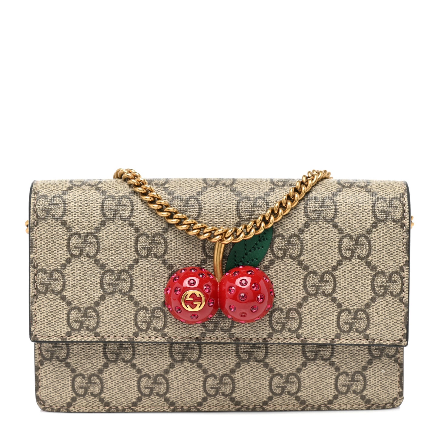 GG Supreme Monogram Mini Cherry Chain Bag