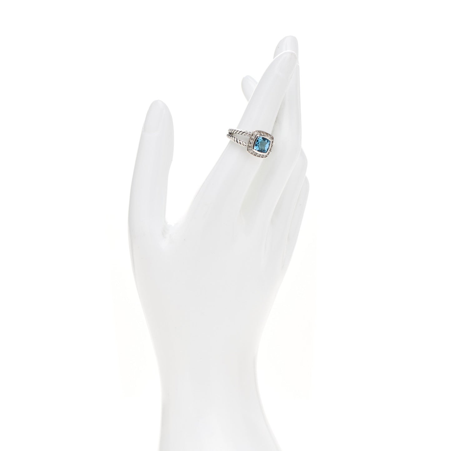 Sterling Silver Diamond Blue Topaz 7mm Petite Albion Ring 53 6.25