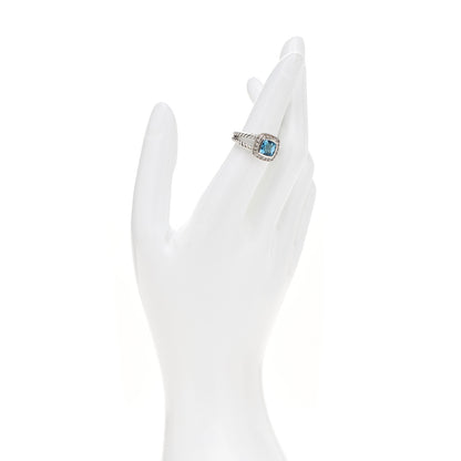 David Yurman Sterling Silver Diamond Blue Topaz 7mm Petite Albion Ring 53 6.25 2 of 4