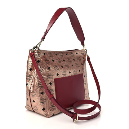 MCM Metallic Visetos Medium Klara Hobo Champagne Gold 3 of 6