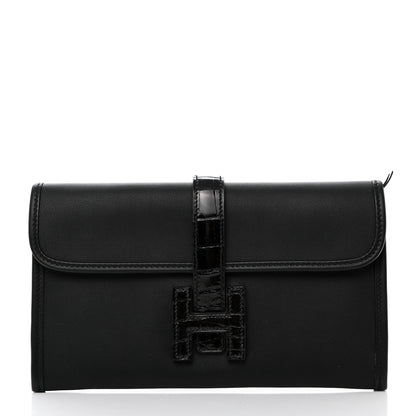 Hermes Swift Shiny Alligator Jige Duo Touch Clutch Black 3 of 9