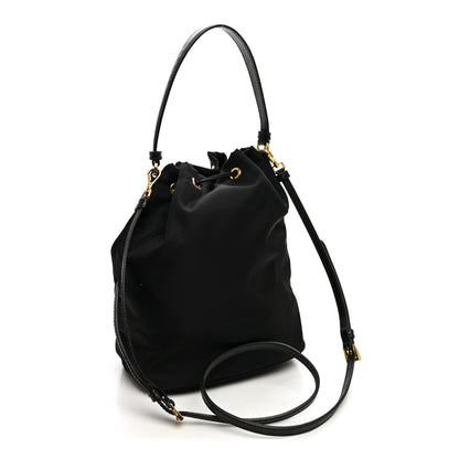 Prada Saffiano Tessuto Nylon Mini Bucket Crossbody Bag Black 3 of 12