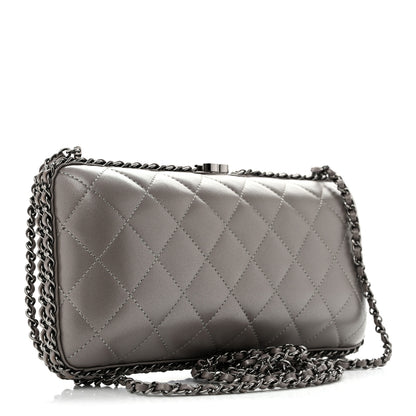 Chanel Lambskin Quilted CC Studded Chain Around Clutch Grey 3 of 12