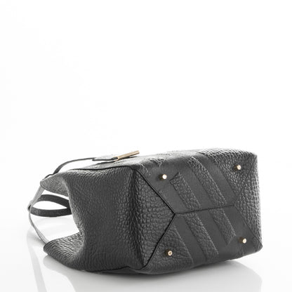Burberry Signature Grain Calfskin Check Embossed Small Canterbury Tote Black 4 of 7