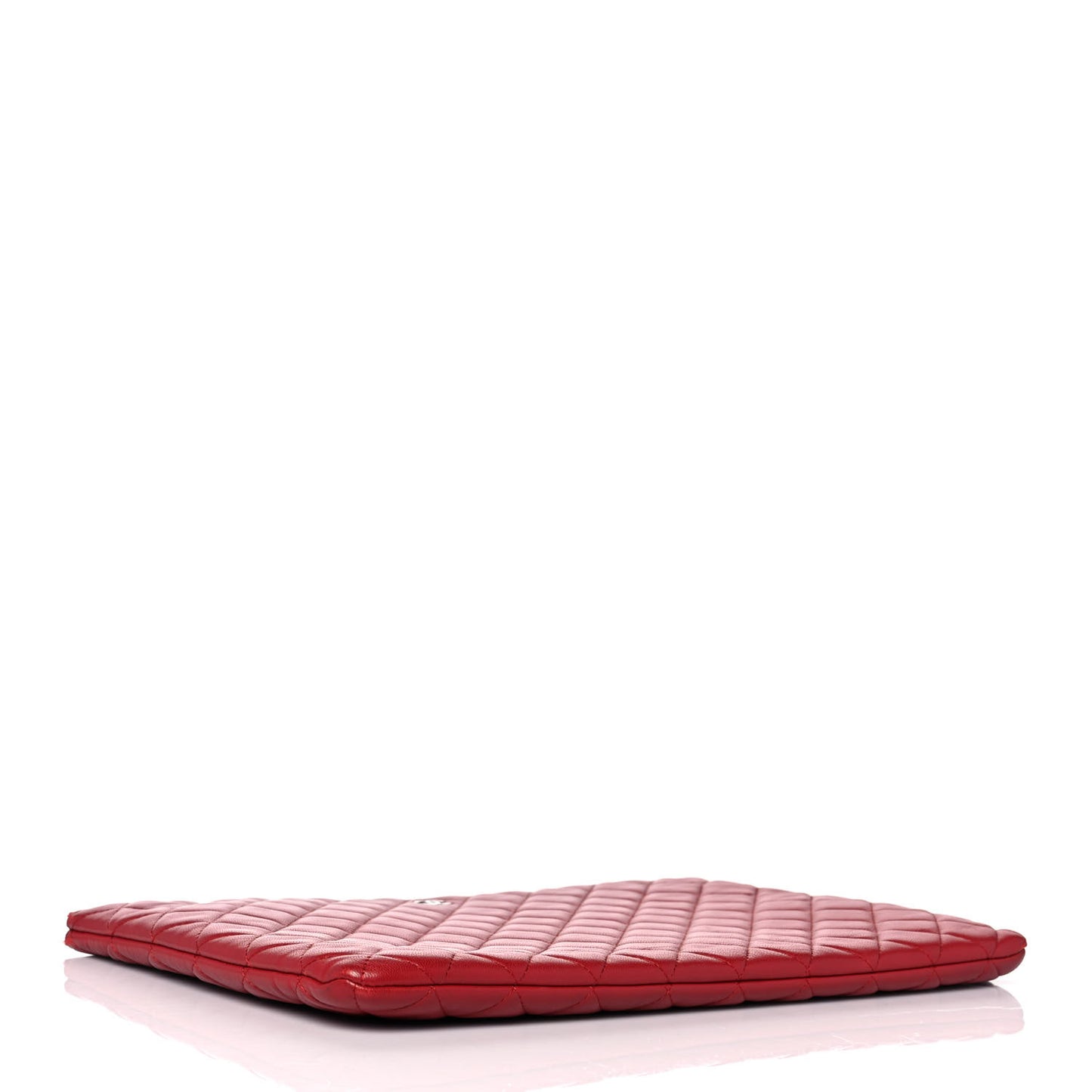 Lambskin Quilted Large Cosmetic Case Red