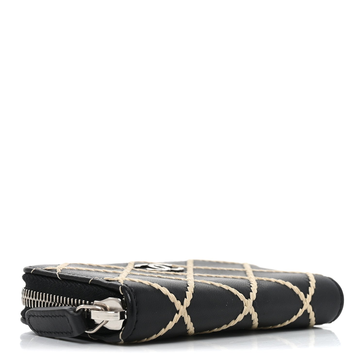 Chanel Lambskin Double Stitch Zip Coin Purse Black 4 of 8