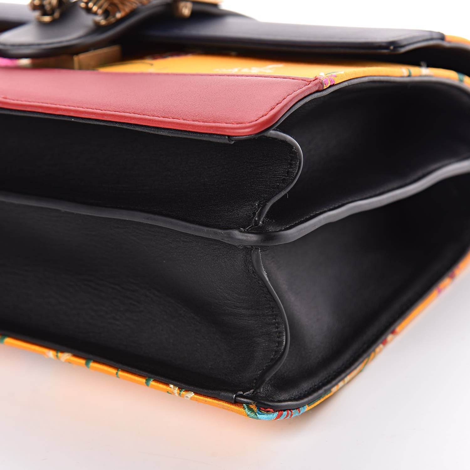 Gucci Satin Calfskin Bamboo Web Tokyo Print Medium Dionysus Top Handle Bag Giallo Multicolor Blue Agata Hibiscus Red 11 of 12