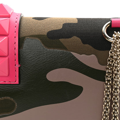 Valentino Garavani Nappa Canvas Camouflage Medium Glam Lock Rockstud Flap Fuxia Fluo 12 of 12