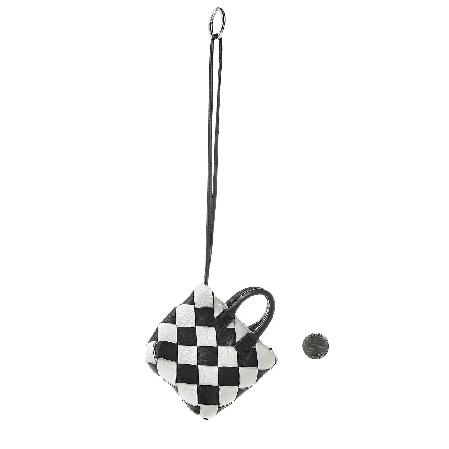 Nappa Intrecciato Maxi Cabat Bag Charm Black White