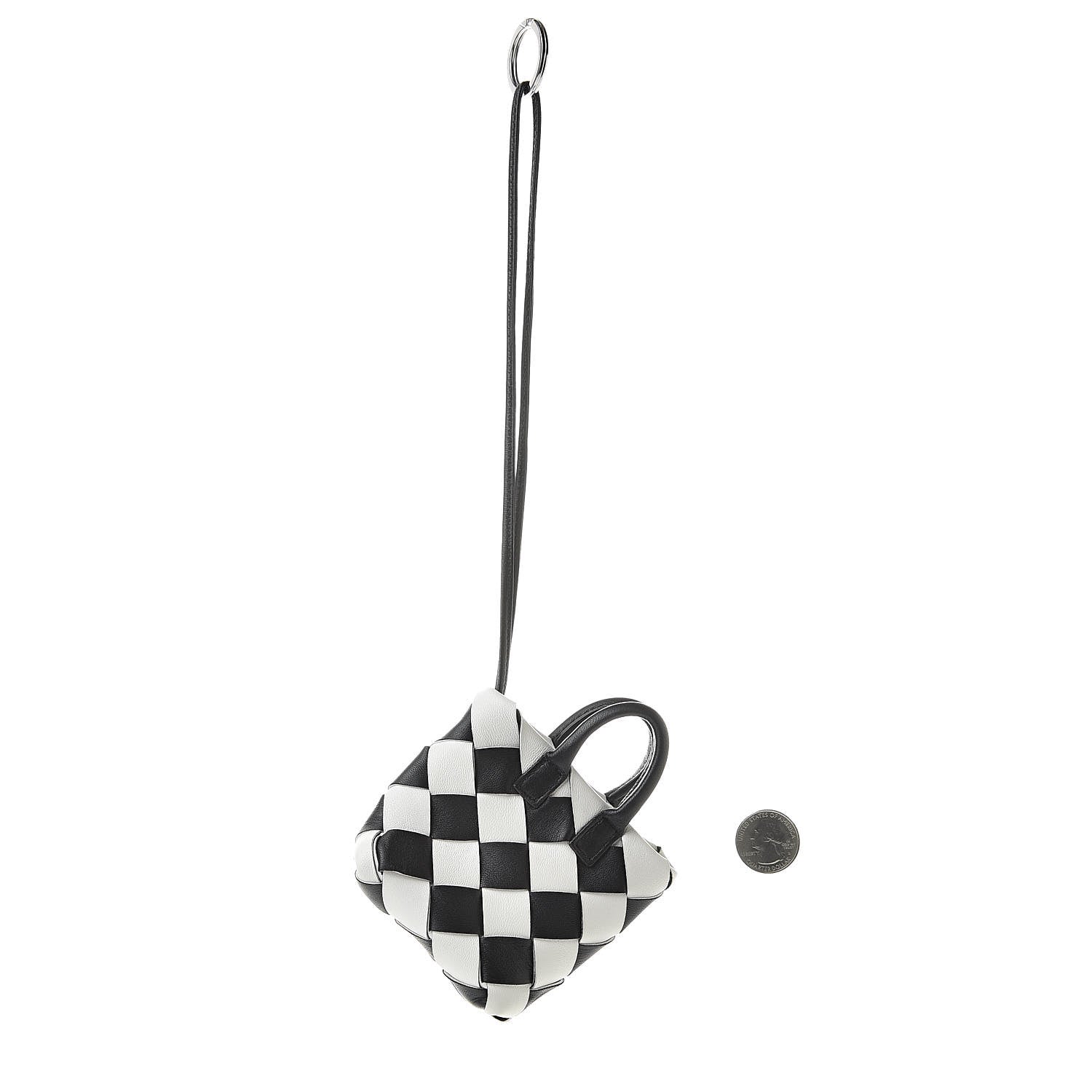 Bottega Veneta Nappa Intrecciato Maxi Cabat Bag Charm Black White 2 of 5