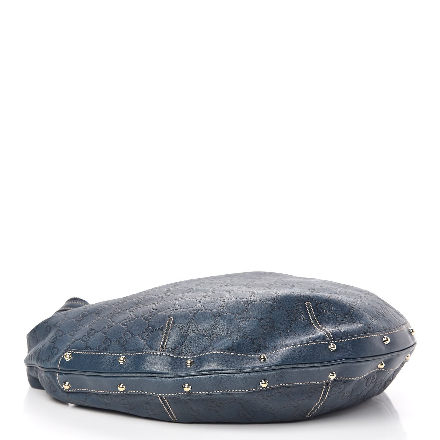 Guccissima Large Biba Studded Hobo Blue