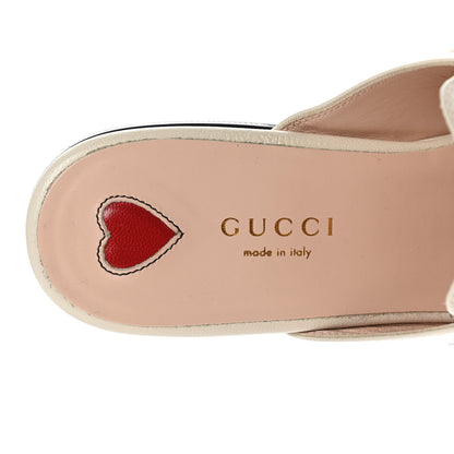 Gucci Goatskin Bee Star Embroidered Womens Princetown Slippers 37 Mystic White 6 of 9