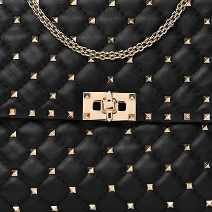 Valentino Garavani Lambskin Maxi Rockstud Spike Shoulder Bag Black 6 of 10