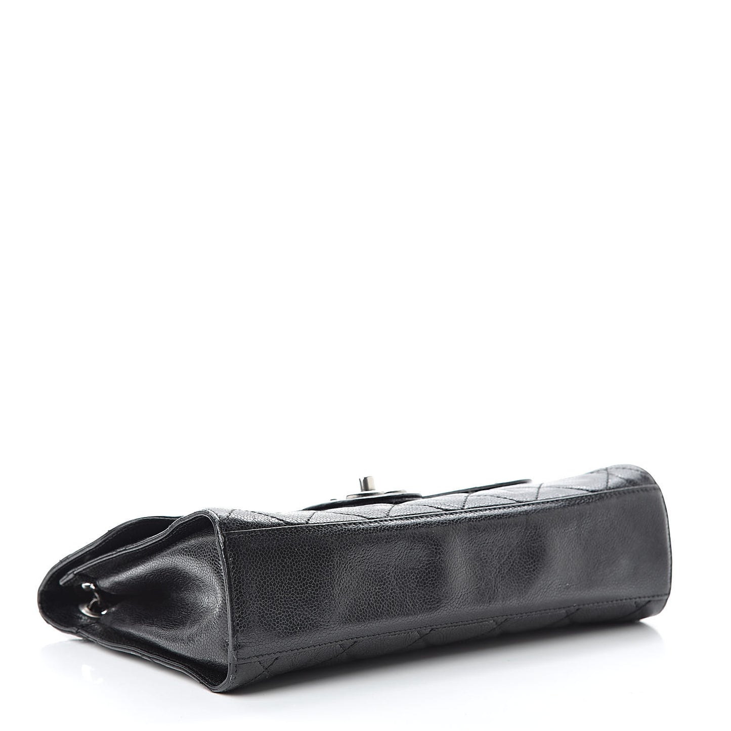 Crumpled Grained Calfskin Medium CC Crave Flap Black