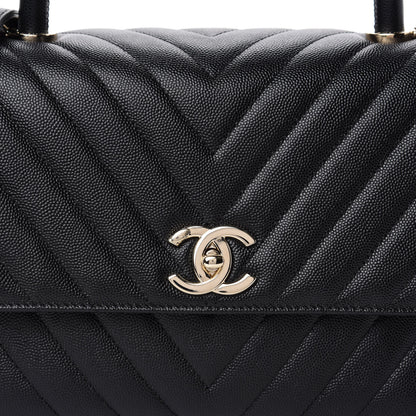 Chanel Caviar Chevron Quilted Small Coco Handle Flap Black 11 of 11