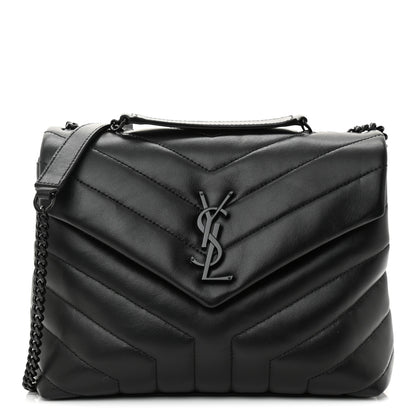Saint Laurent Calfskin Y Quilted Monogram Monochrome Small Loulou Chain Satchel Black 1 of 9